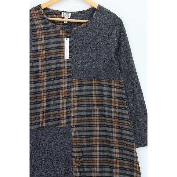 Mo:vint Anthropologie Dress Tunic Womens Gray Plaid Pullover Long Sleeve Small S - Picture 2 of 9